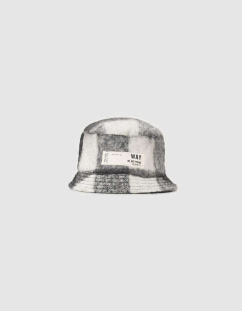 Bob noir lainage à motif carreaux fille