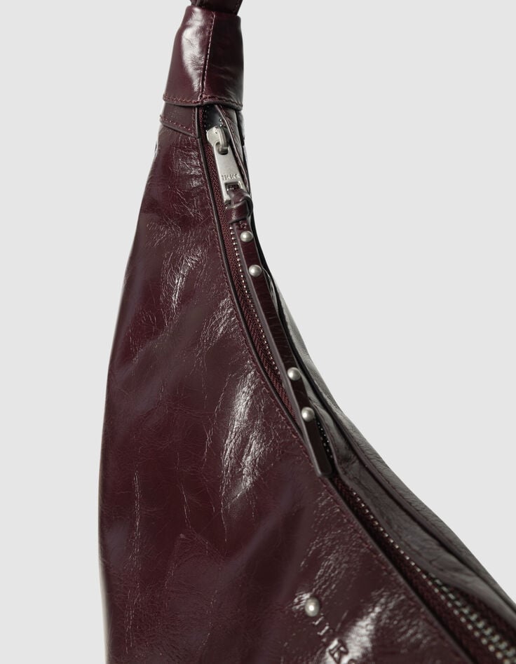 Bolso semiluna burdeos cuero brillante Allane mujer-6 Bolso semiluna burdeos cuero brillante Allane mujer-6