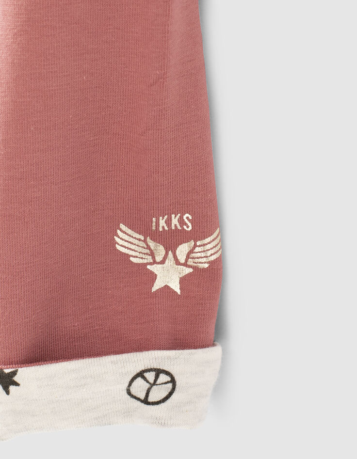 Leggings réversible bois de rose et mastic bébé fille-5