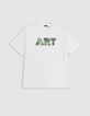 T-shirt blanc coton bio maxi message pixellisé garçon-3