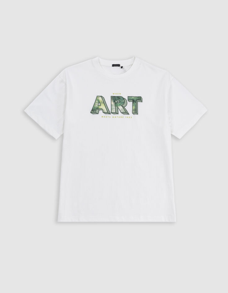 T-shirt blanc coton bio maxi message pixellisé garçon-3