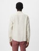 Camisa SLIM beige lino hombre-3