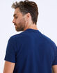 Polo indigo en coton relief&eacute; Homme-5