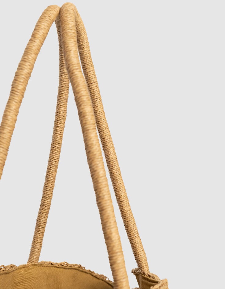 Camel woven raffia-style basket-6 Camel woven raffia-style basket-6