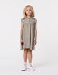 Robe kaki jacquard plastron brodé fille-1