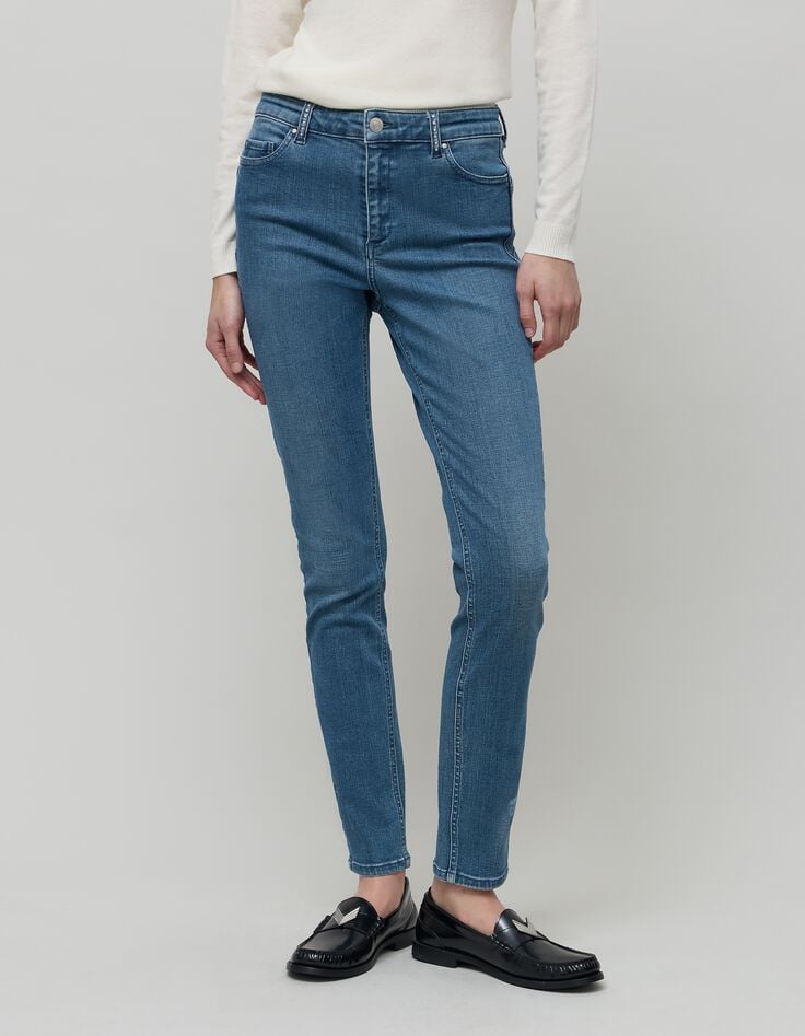 Jean slim bleu powerstretch sculpt up d&eacute;tails clous Femme-4