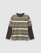 Camiseta trampantojo mangas grises algodón niño-4