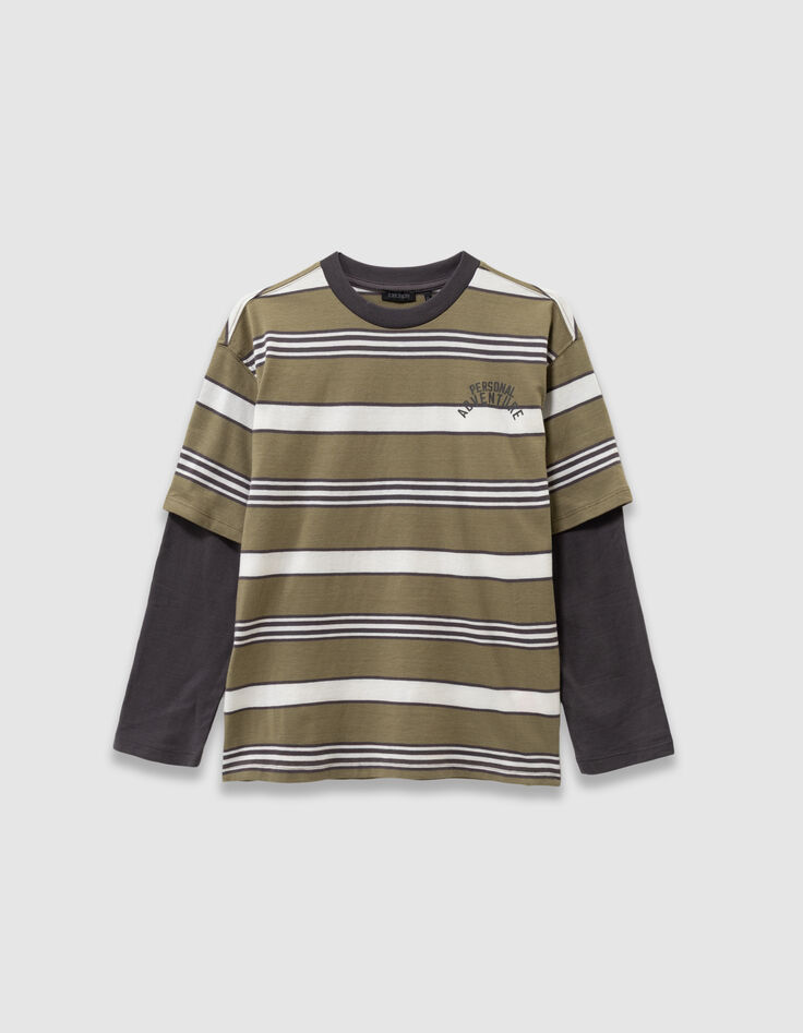 Camiseta trampantojo mangas grises algodón niño-4