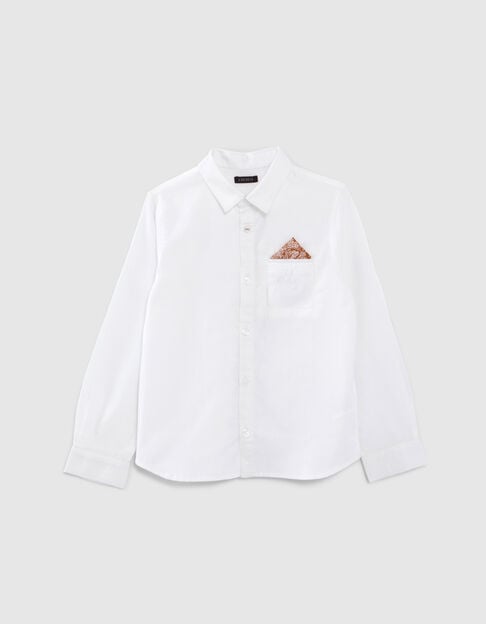 Chemise blanche c&eacute;r&eacute;monie avec pochette gar&ccedil;on - IKKS
