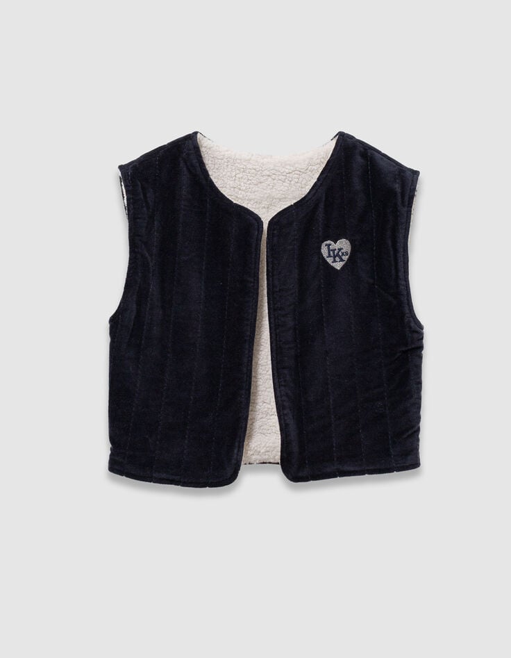 Marine 2-in-1 jurk bloemenprint en vest meisjes-5 Marine 2-in-1 jurk bloemenprint en vest meisjes-5
