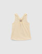 D&eacute;bardeur jaune coton bio peace and love brod&eacute; fille-3