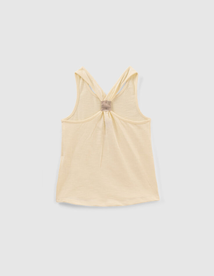 D&eacute;bardeur jaune coton bio peace and love brod&eacute; fille-3