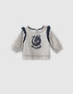 Sweat gris chiné moyen à visuel sirène bébé fille -1