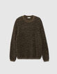 Pull beige tricot jacquard motif l&eacute;opard Homme-5