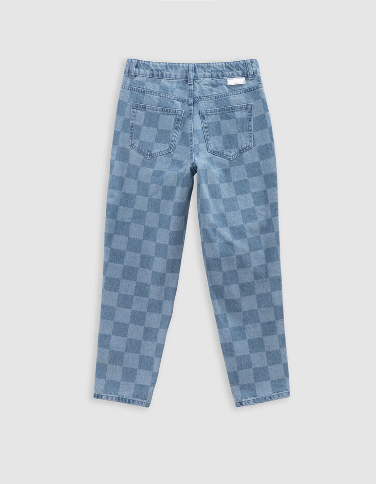 MOM blue jeans Waterless checkerboard pattern for girl-4