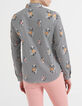Schwarzes Hemd mit Blumen-Streifen-Print I.Code-3