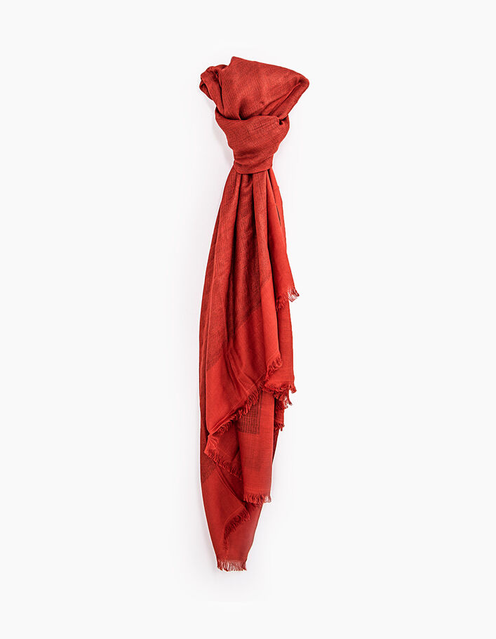 I.Code carnelian red black striped scarf - I.CODE