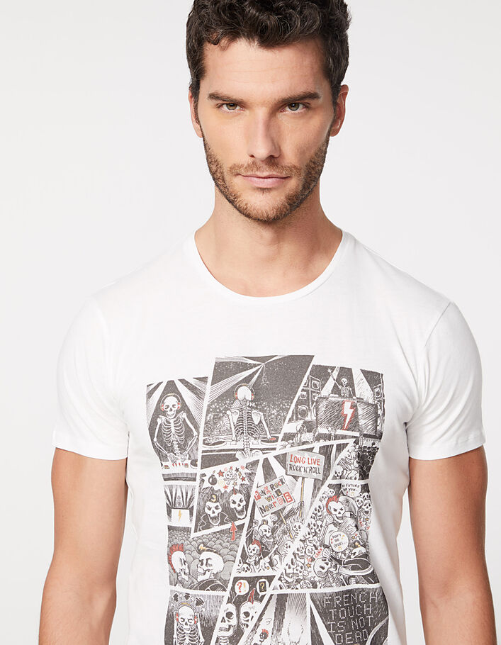 Cremeweißes Herren-T-Shirt mit Comicprint - IKKS