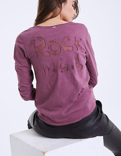 Tee-shirt parme visuel dos "Rock in L.A" femme - IKKS