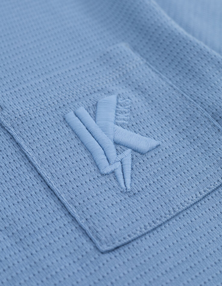 Blue jacquard boy's embroidered pocket T-shirt-7