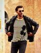 Blouson en cuir noir à capuche Homme-1