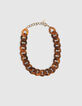 Collar beige carey eslab&oacute;n gourmette mujer-1