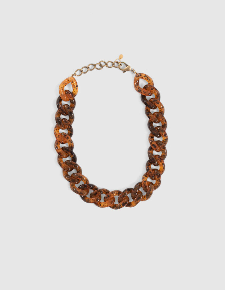 Collar beige carey eslab&oacute;n gourmette mujer-1