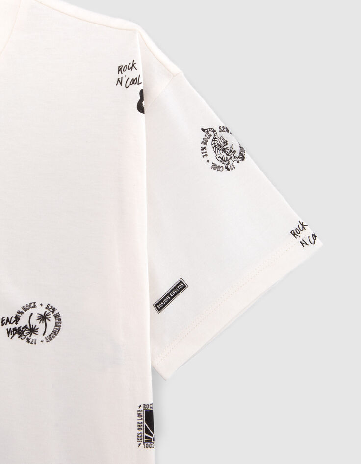 Boys’ ecru T-shirt with rock drawings-4