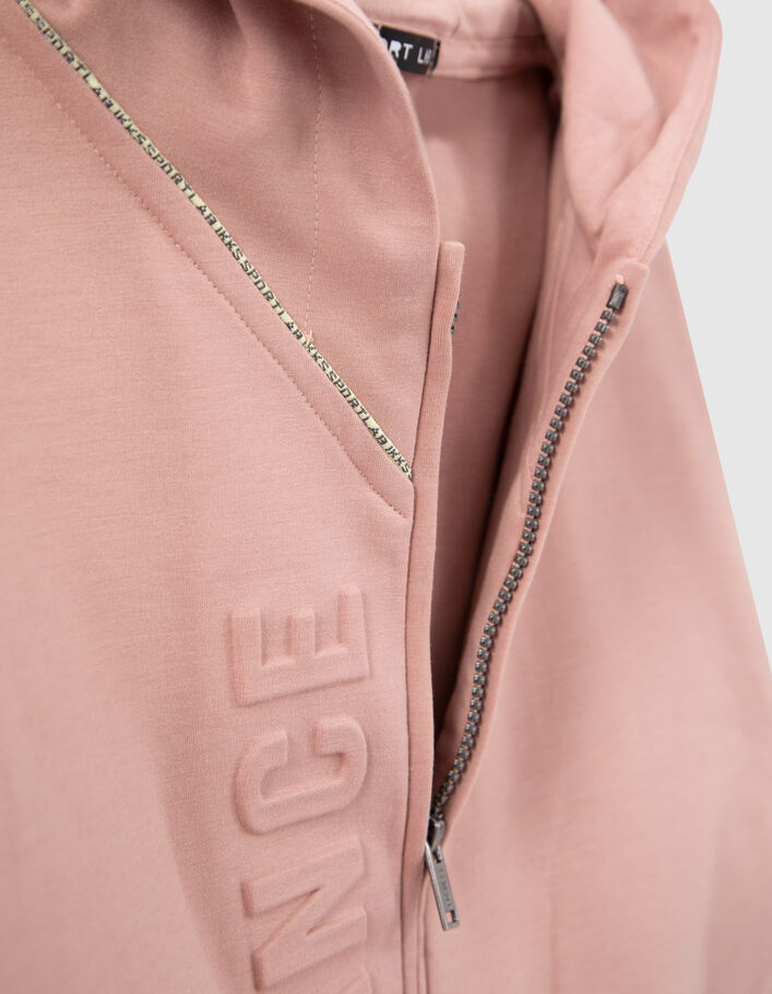 Rosa Crop-Mädchensweatjacke mit Prägung-6