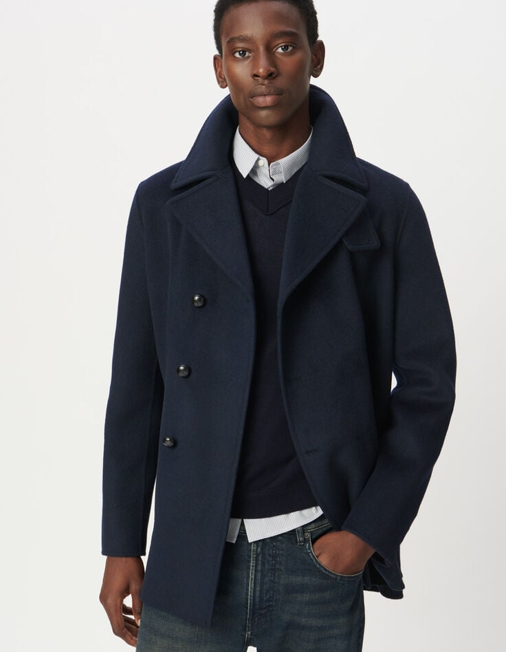 Heren peacoat van marineblauwe wol-1 Heren peacoat van marineblauwe wol-1