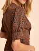 Robe camel imprim&eacute; fleurs noires I.Code-4
