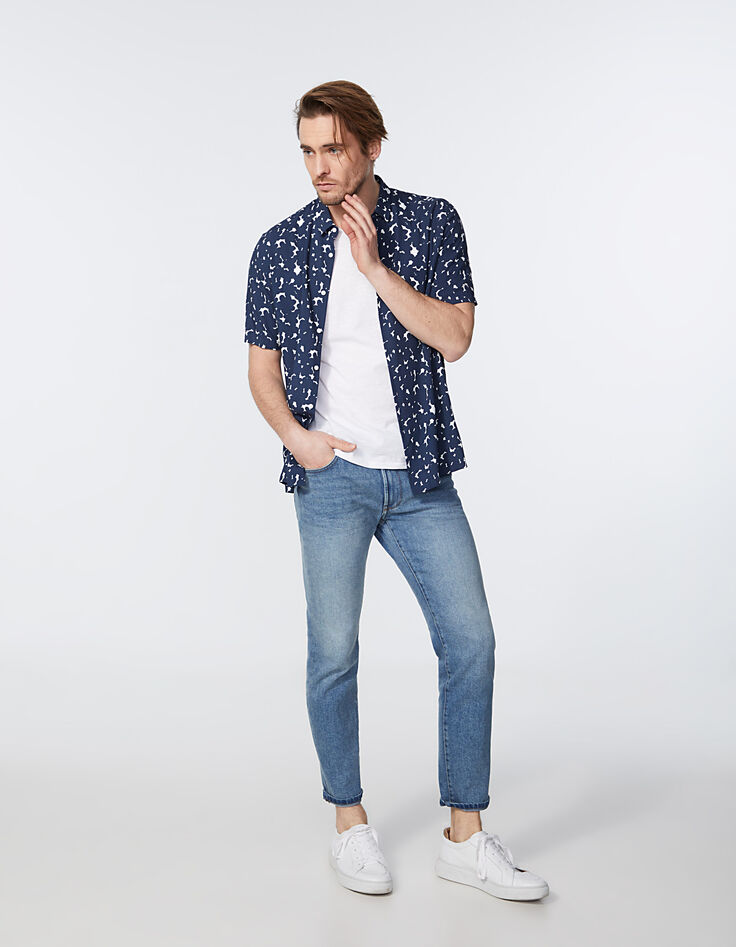 Chemise REGULAR marine à fleurs Homme-7
