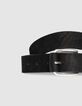 Ceinture noire cuir lisse boucle ovale Homme-3