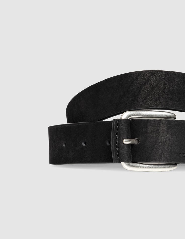 Ceinture noire cuir lisse boucle ovale Homme-3 Ceinture noire cuir lisse boucle ovale Homme-3