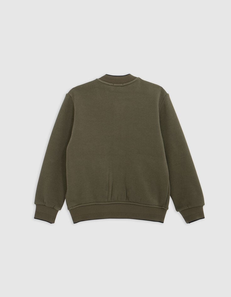 Boy's zipped khaki teddy cardigan-3