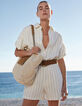 Tas 1440 ecru gehaakt leren fluwelen camel Dames-1