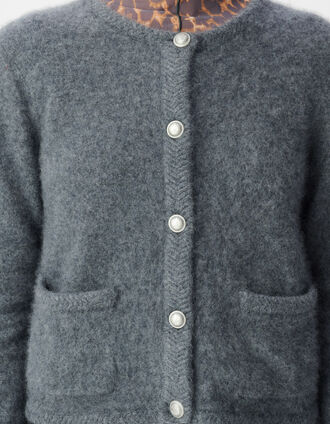 Women's Gray, Lightweight Knit Cardigan, 100% Wool