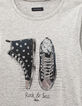 Tee-shirt gris visuel baskets fille-2