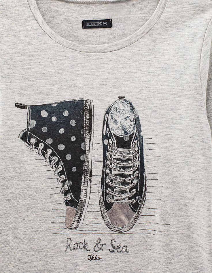 Tee-shirt gris visuel baskets fille-2
