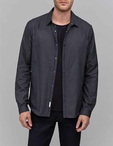 DRYFAST zwart geruit REGULAR overhemd voor heren - IKKS