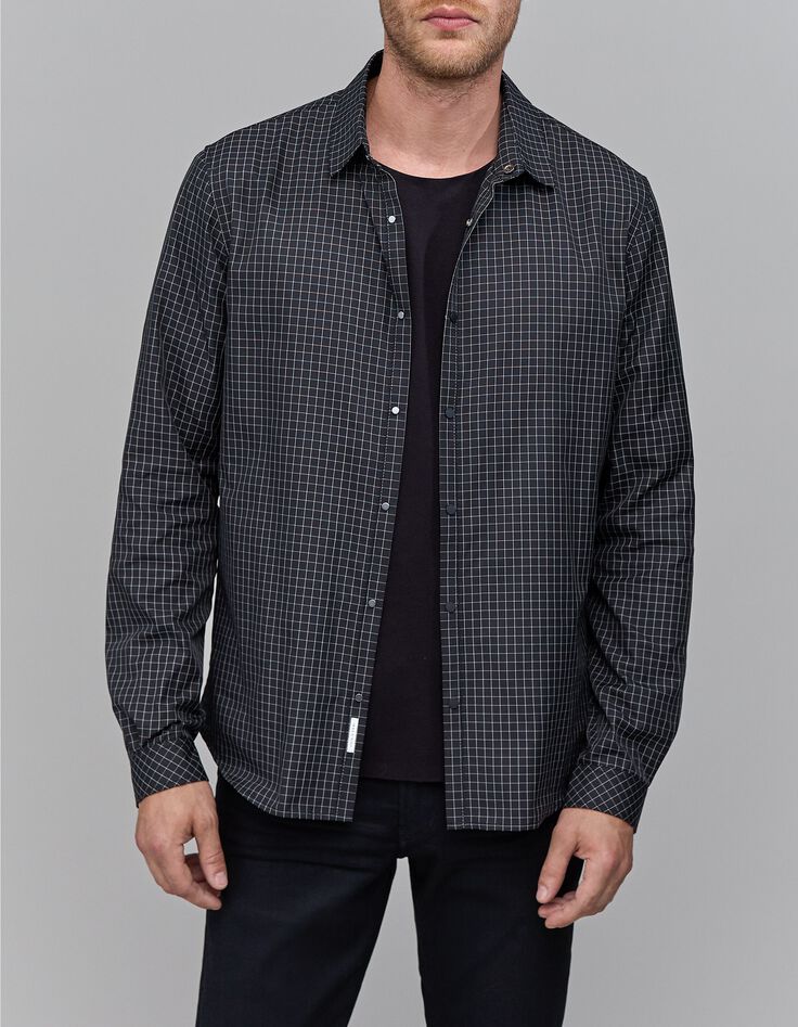 DRYFAST zwart geruit REGULAR overhemd voor heren-1