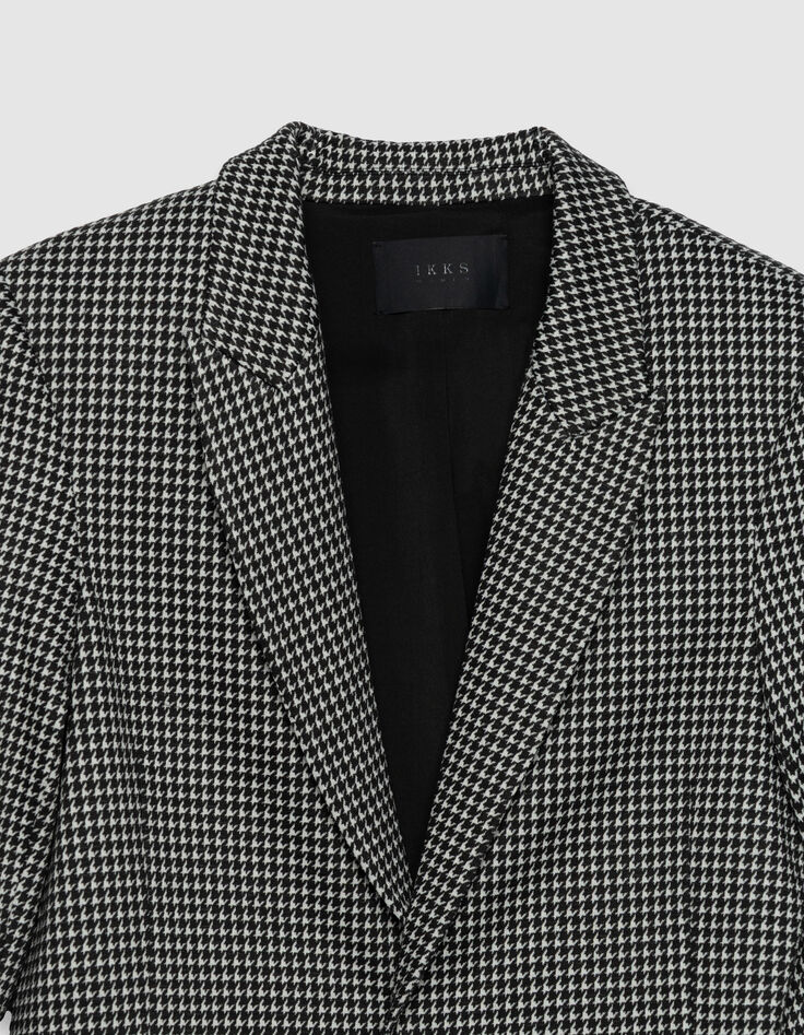 Veste de tailleur noire motif pied-de-poule Femme-2