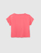 Girls’ 2-in-1 neon-pink T-shirt and white vest top-3