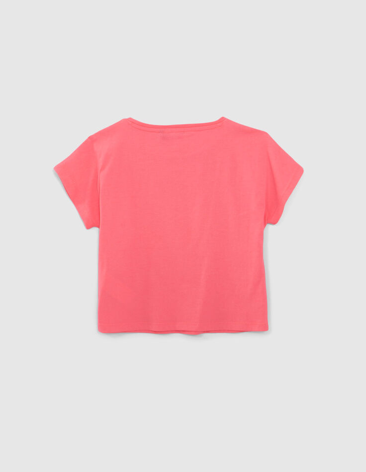 Girls’ 2-in-1 neon-pink T-shirt and white vest top-3