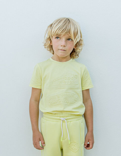 Boys’ lime green embossed trainers organic cotton T-shirt