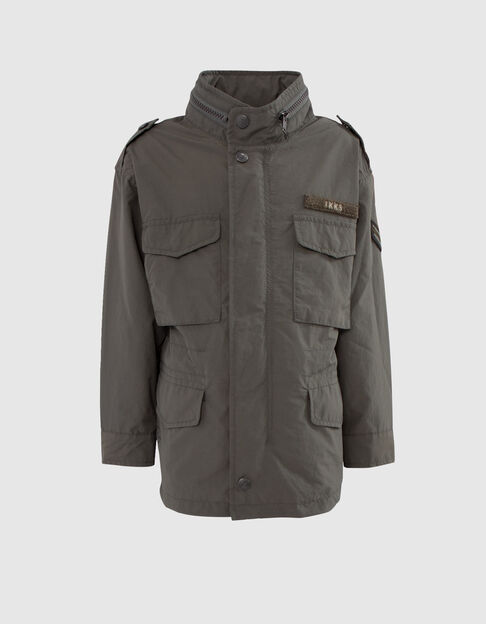 Boys’ khaki nylon parka with print on back - IKKS