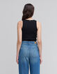 &Auml;rmelloses schwarzes Top mit offenen Studs an der Seite f&uuml;r Frauen-3