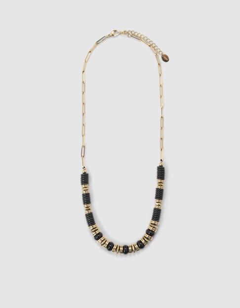 Women’s black and gold-tone Heishi bead choker necklace - IKKS
