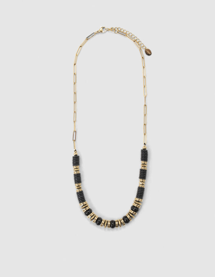 Damen-Chokerkette mit Heishi-Perlen in Schwarz und Gold - IKKS