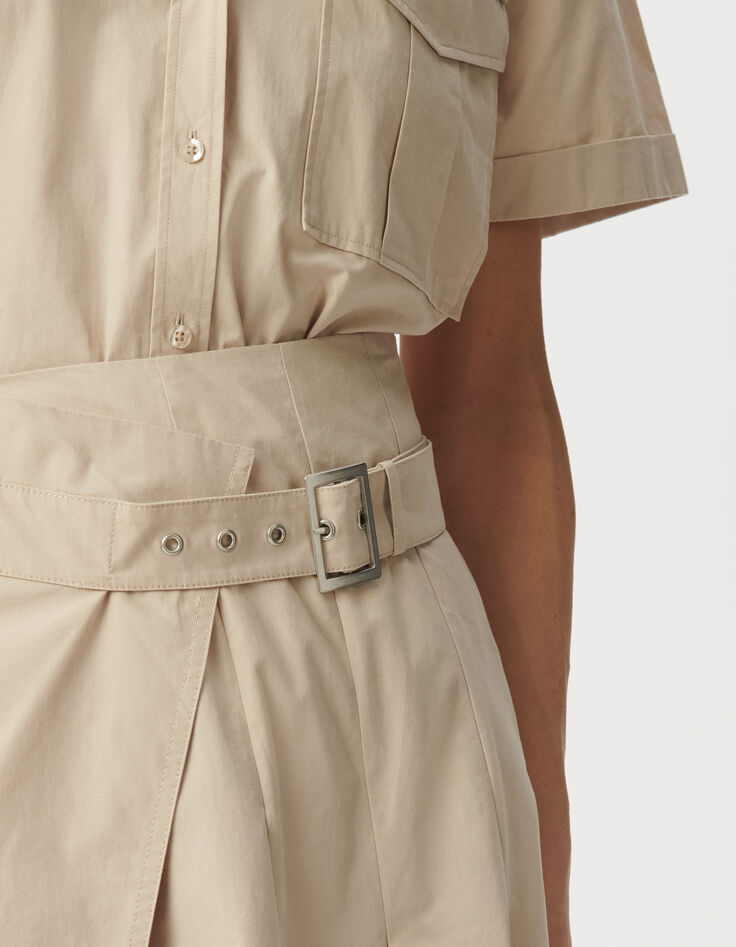 Beige plooirok wikkelmodel Dames-5 Beige plooirok wikkelmodel Dames-5